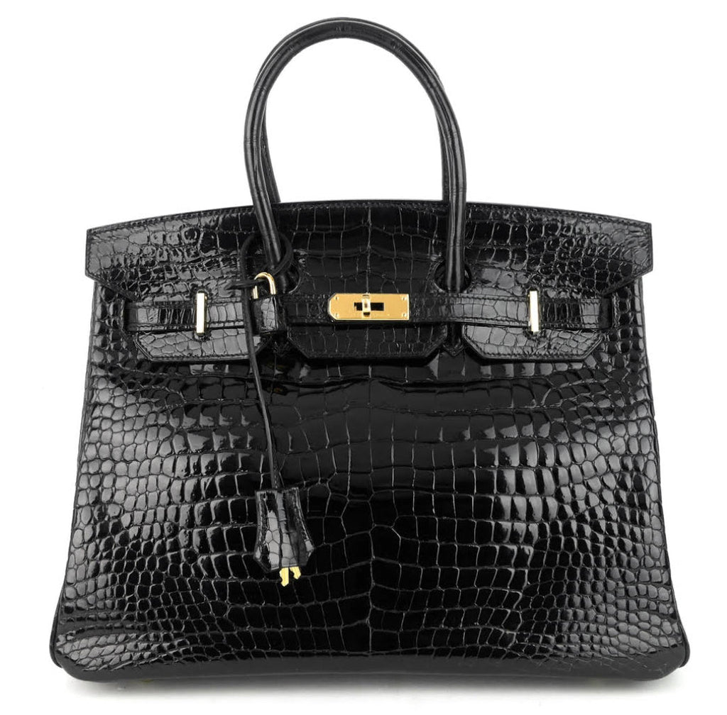 Hermes Black Porosus Crocodile Birkin 35 GHW