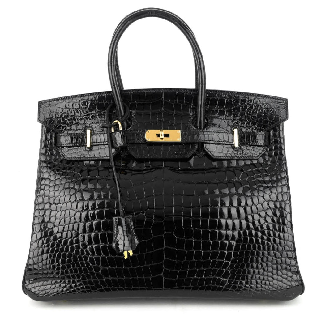 Hermes Black Porosus Crocodile Birkin 35 GHW