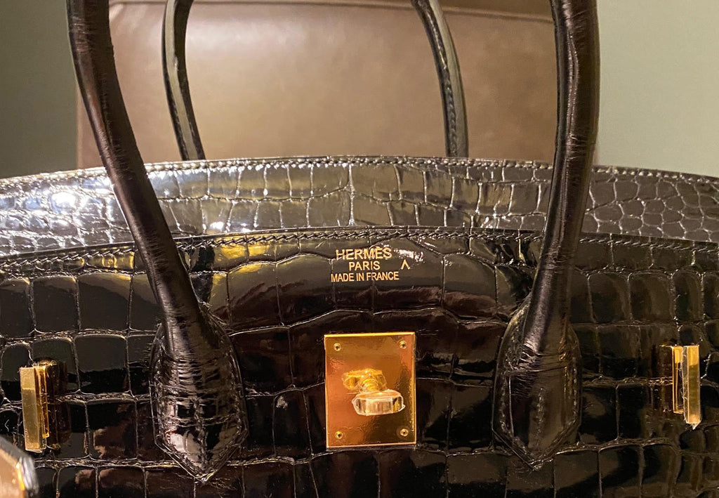Hermes Black Porosus Crocodile Birkin 35 GHW