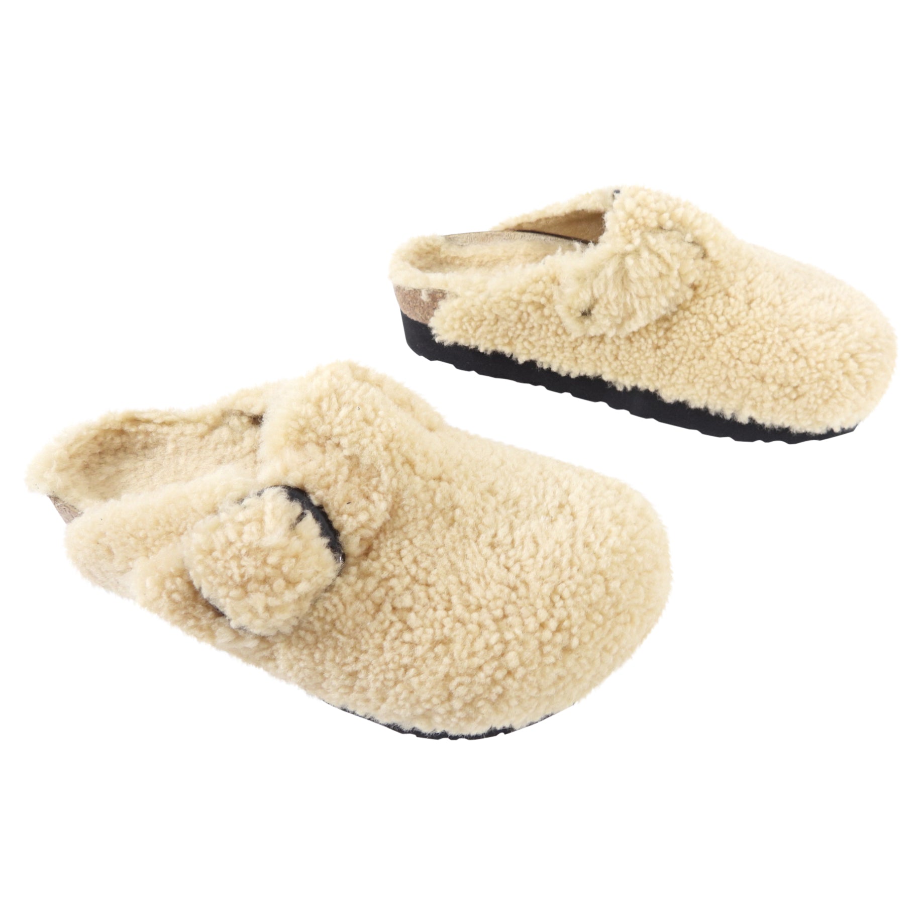 Birkinstock Papillio Shearling Big Buckle Slide Beige - 37