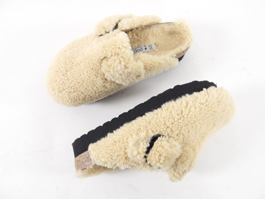 Birkinstock Papillio Shearling Big Buckle Slide Beige - 37