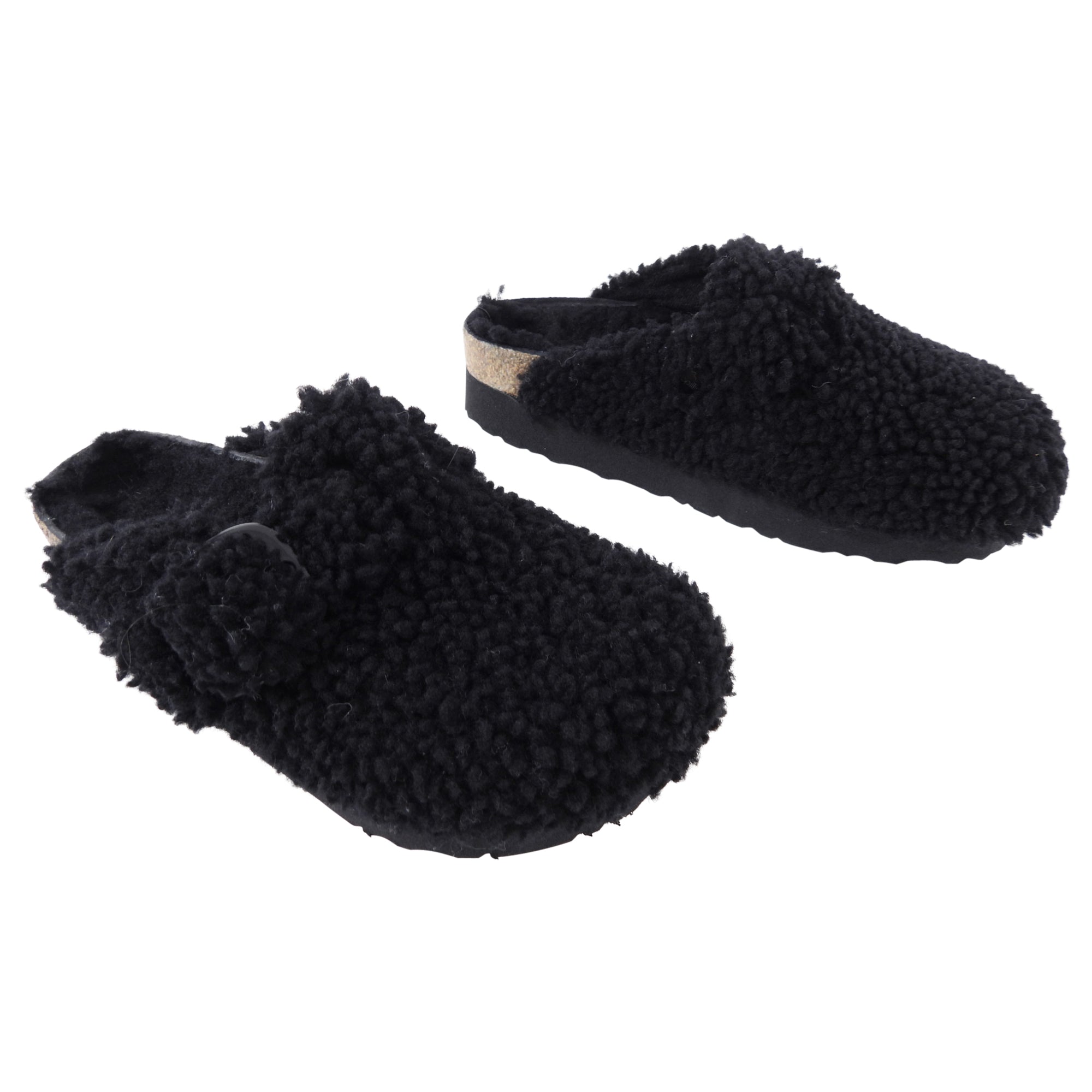 Birkinstock Papillio Shearling Big Buckle Slide Black - 37