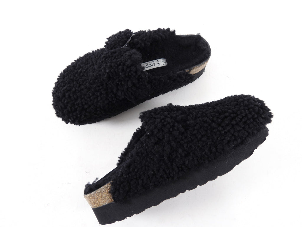 Birkinstock Papillio Shearling Big Buckle Slide Black - 37