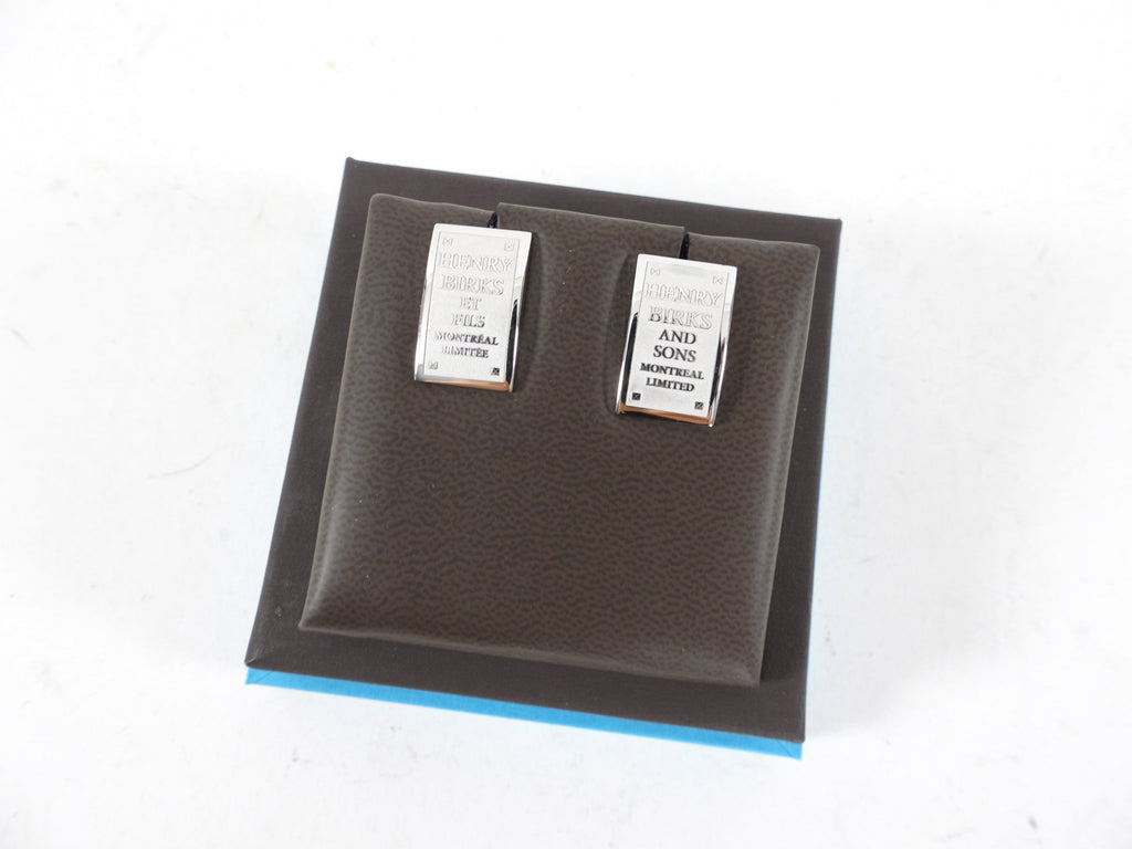 Birks Sterling Silver Logo Plaque Cufflinks