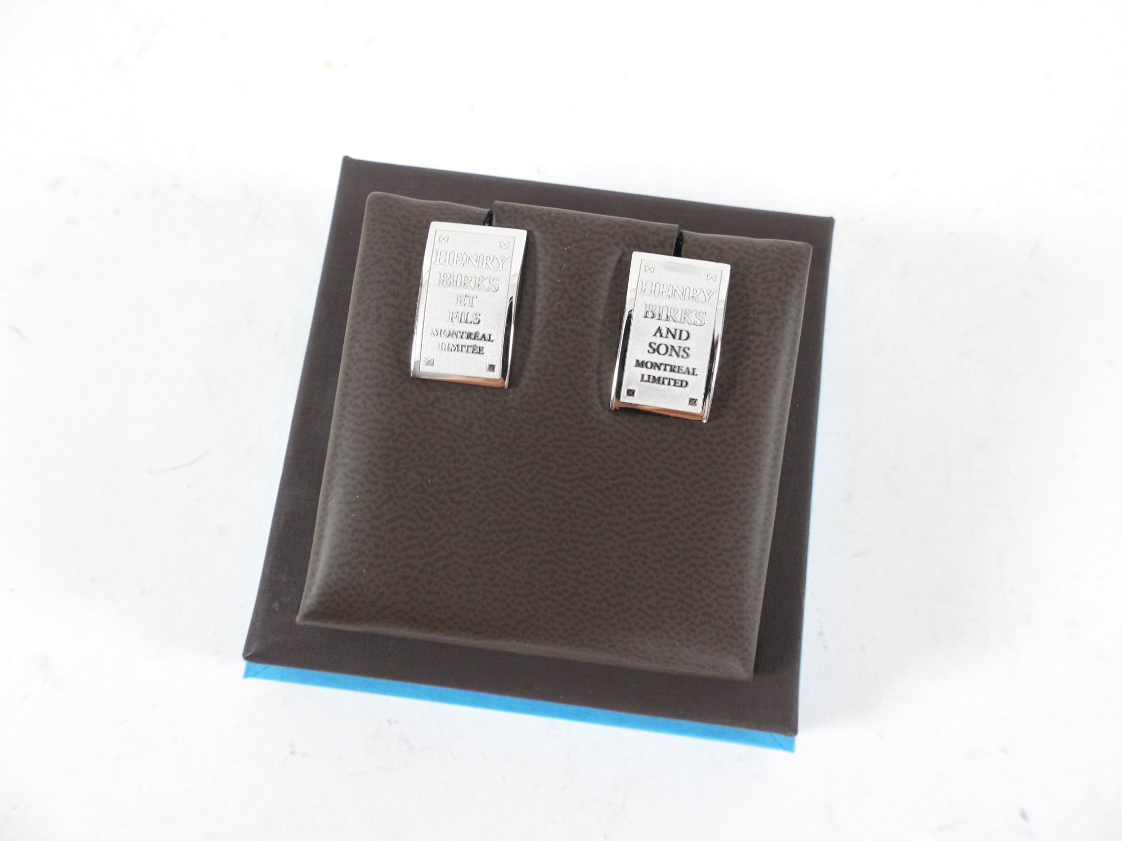 Birks Sterling Silver Logo Plaque Cufflinks