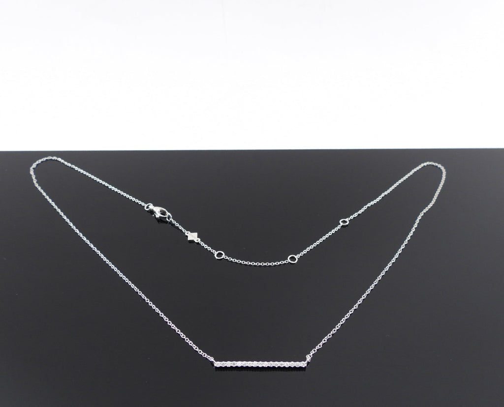 Birks 18k White Gold Diamond Rosee du Matin Bar Pendant Necklace