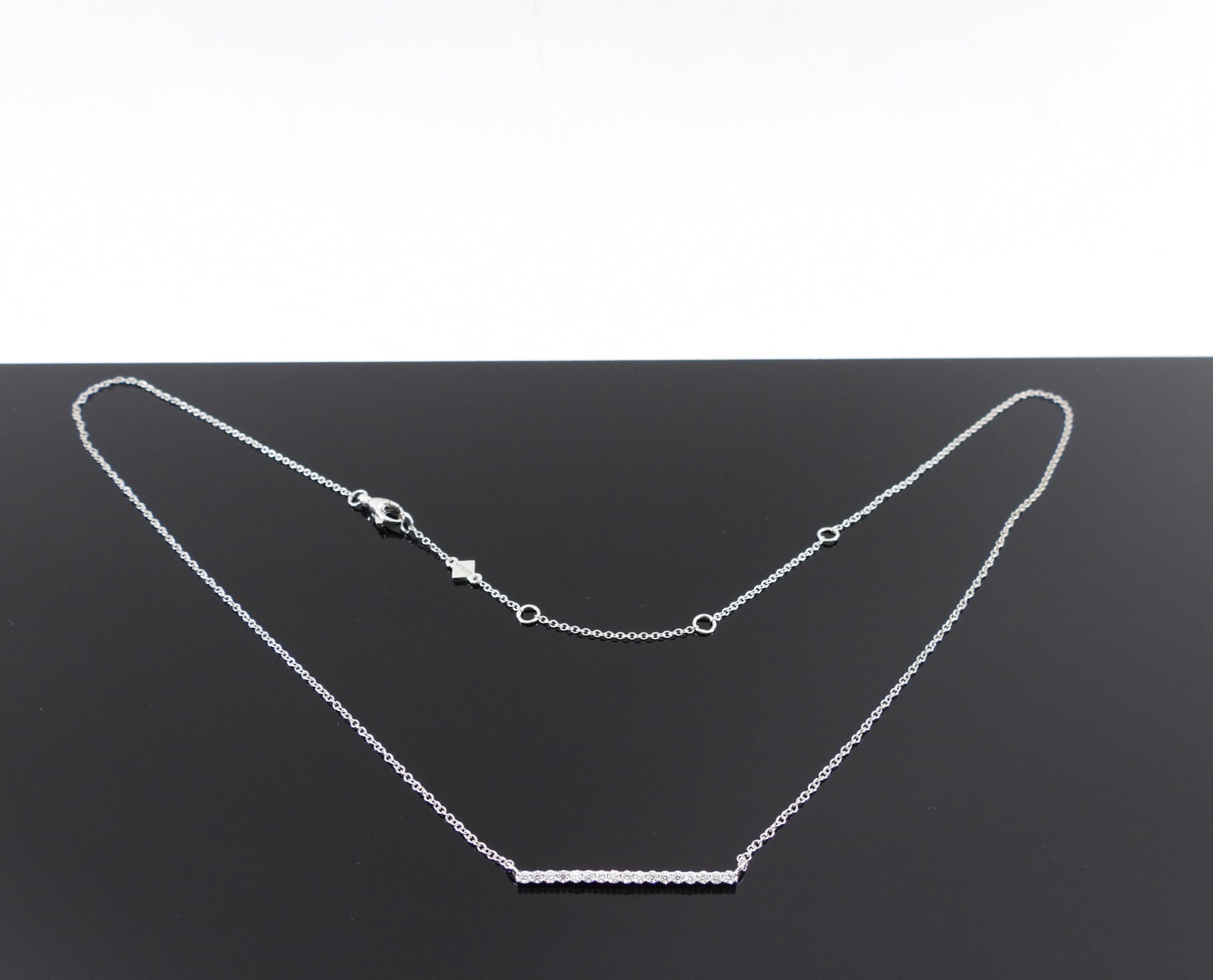 Birks 18k White Gold Diamond Rosee du Matin Bar Pendant Necklace