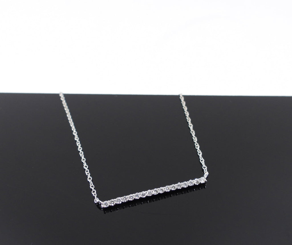 Birks 18k White Gold Diamond Rosee du Matin Bar Pendant Necklace