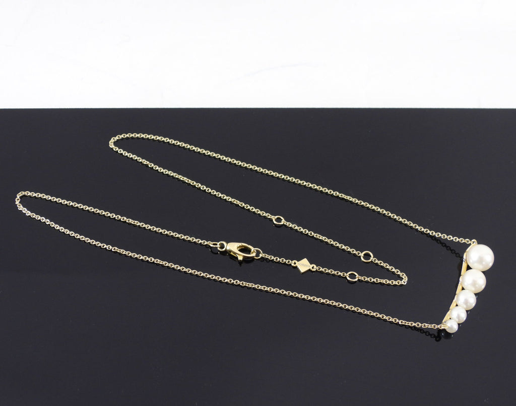 Birks 18k Yellow Gold 5 Freshwater Pearl Horizontal Bar Necklace