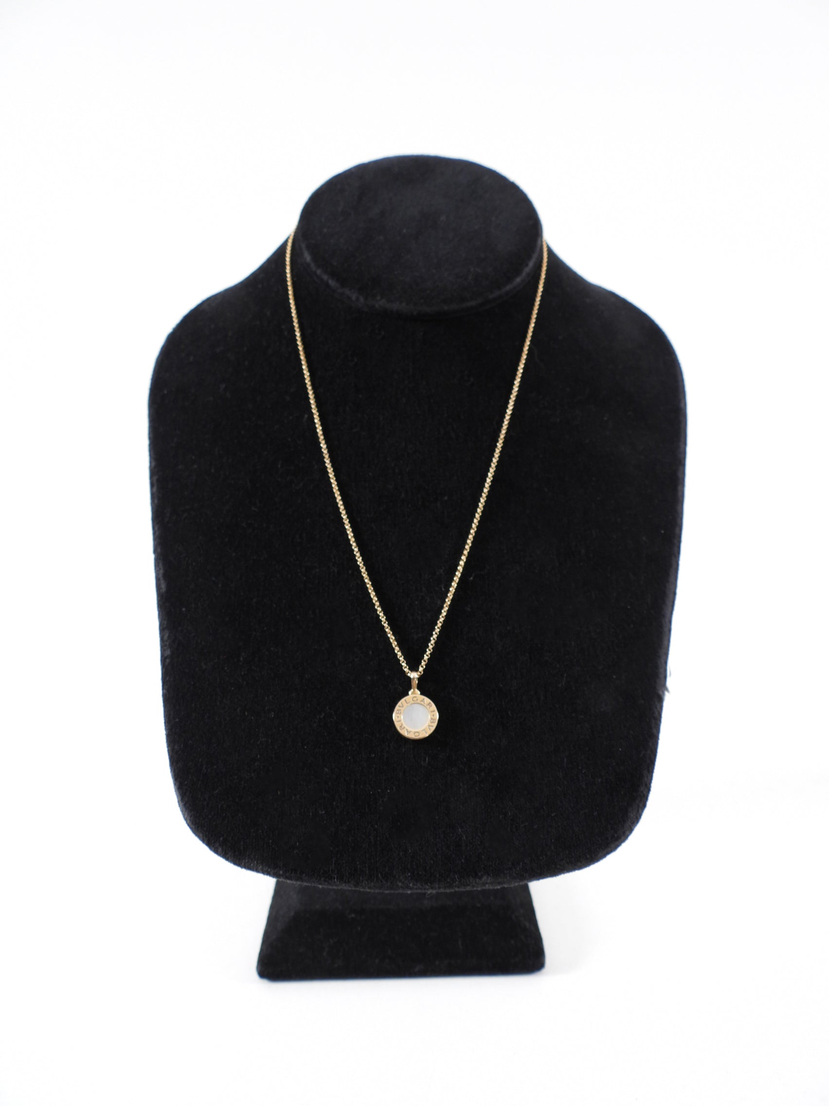 Bvlgari Bvlgari Mini 18k Rose Gold Mother Of Pearl Pendant Necklace
