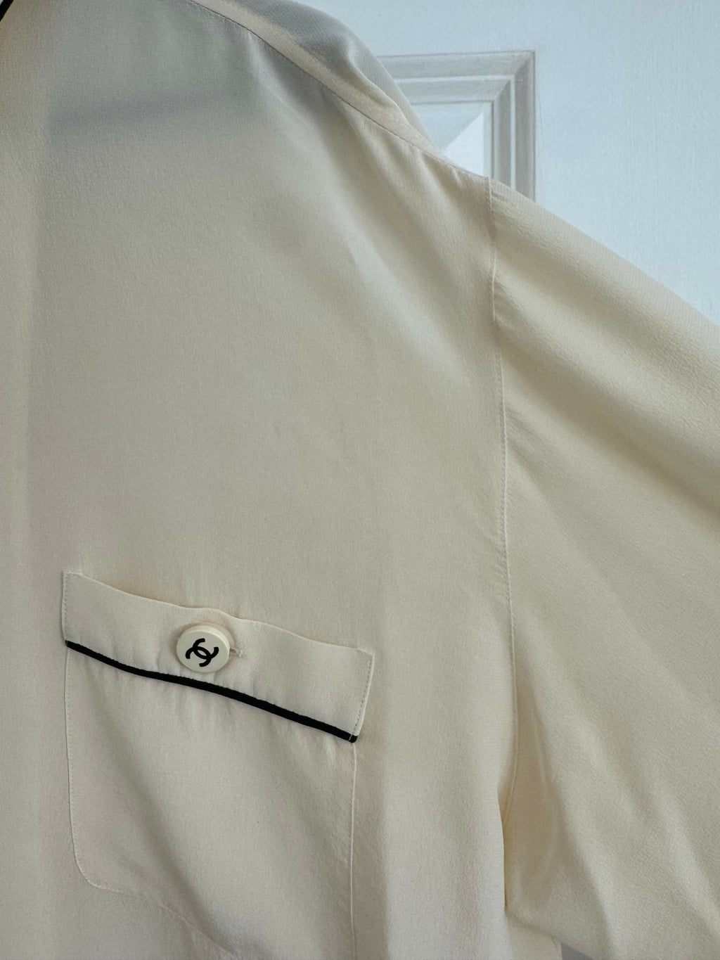 Rare Vintage Chanel Cream Silk Blouse