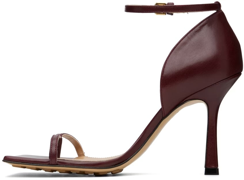 BOTTEGA VENETA STRETCH NAPPA LEATHER SANDALS IN MERLOT