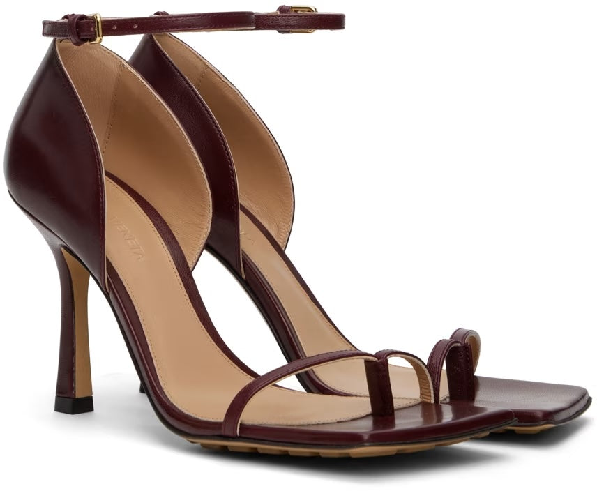 BOTTEGA VENETA STRETCH NAPPA LEATHER SANDALS IN MERLOT