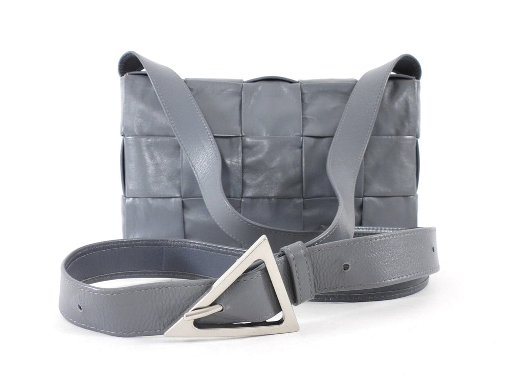 Bottega Veneta Grey Leather Woven Cassette Bag