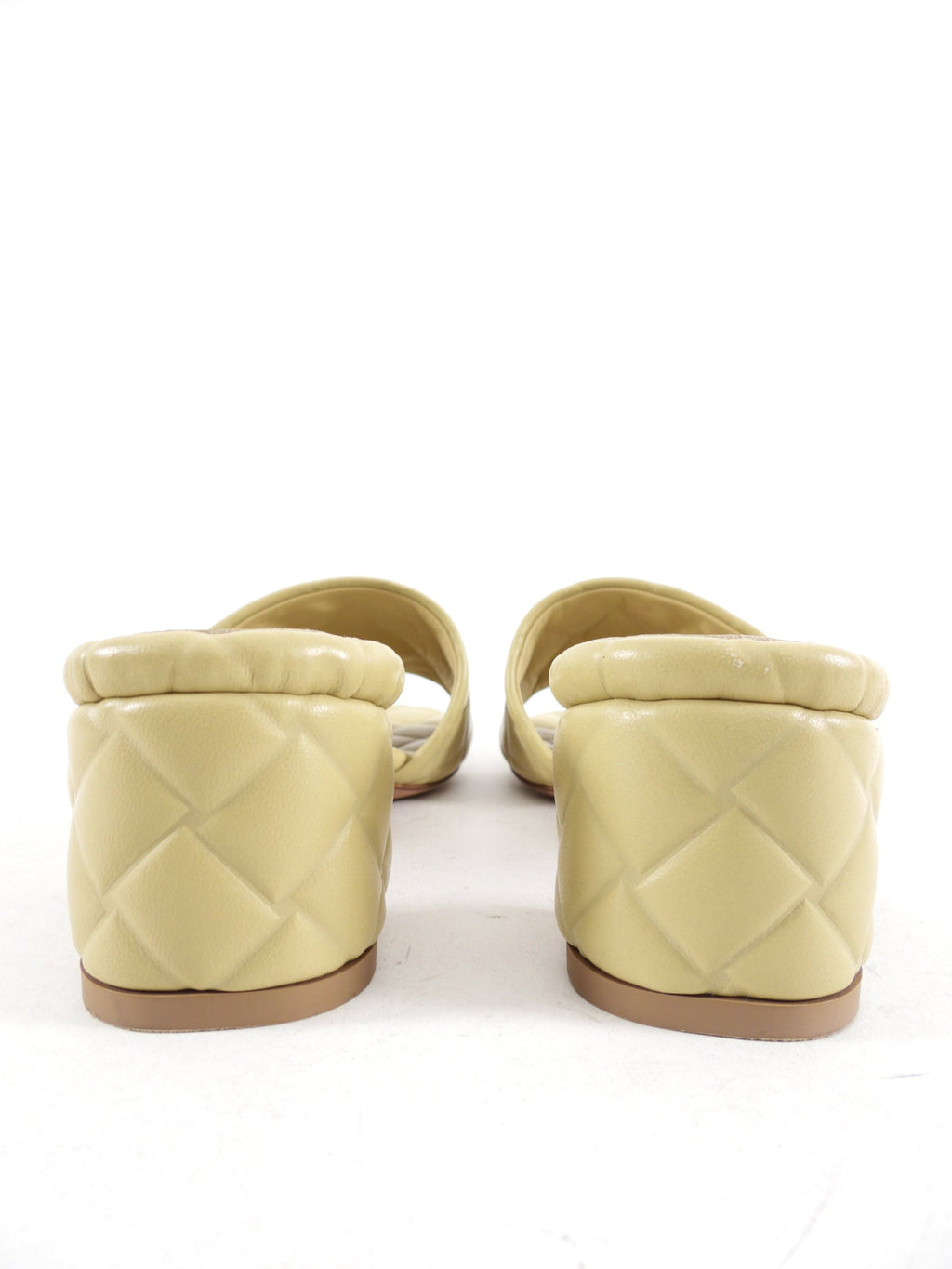 Bottega Veneta Beige Embossed Leather Block Heel Sandal - 37