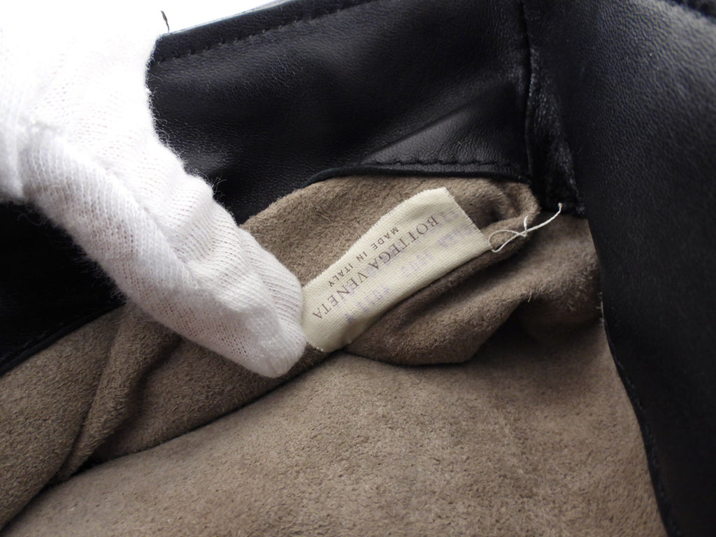 Bottega Veneta Black and Brown Intrecciato Leather Chain Bag