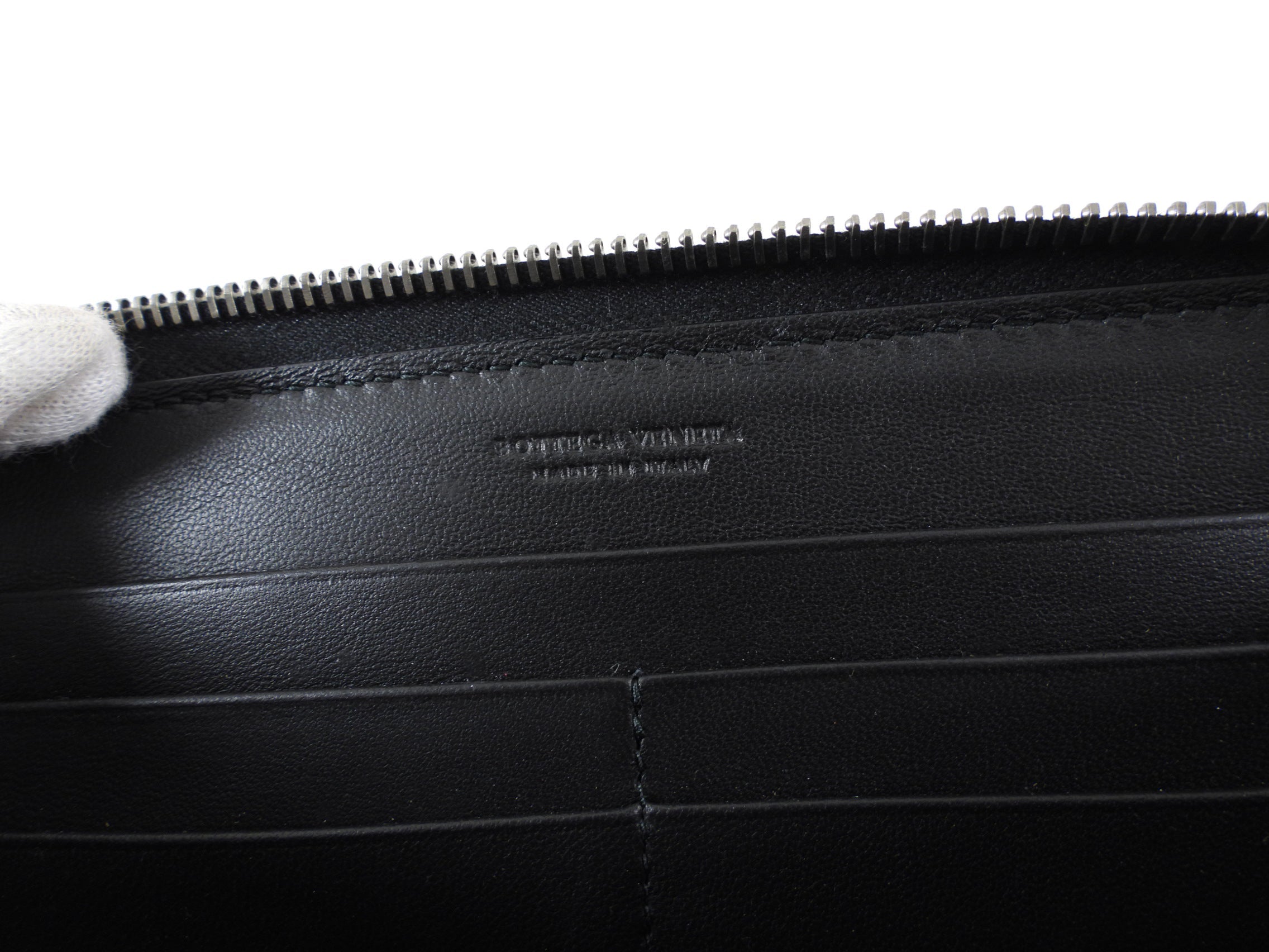 Bottega Veneta Black Intrecciato Leather Zippy Wallet
