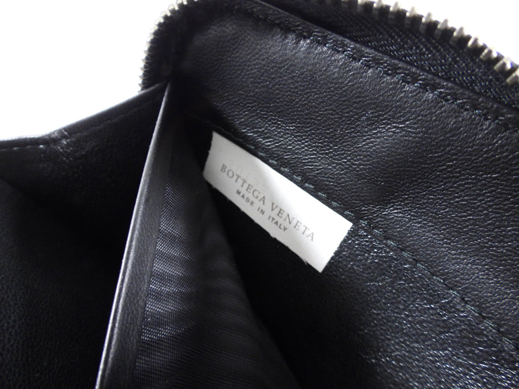 Bottega Veneta Black Intrecciato Leather Zippy Wallet