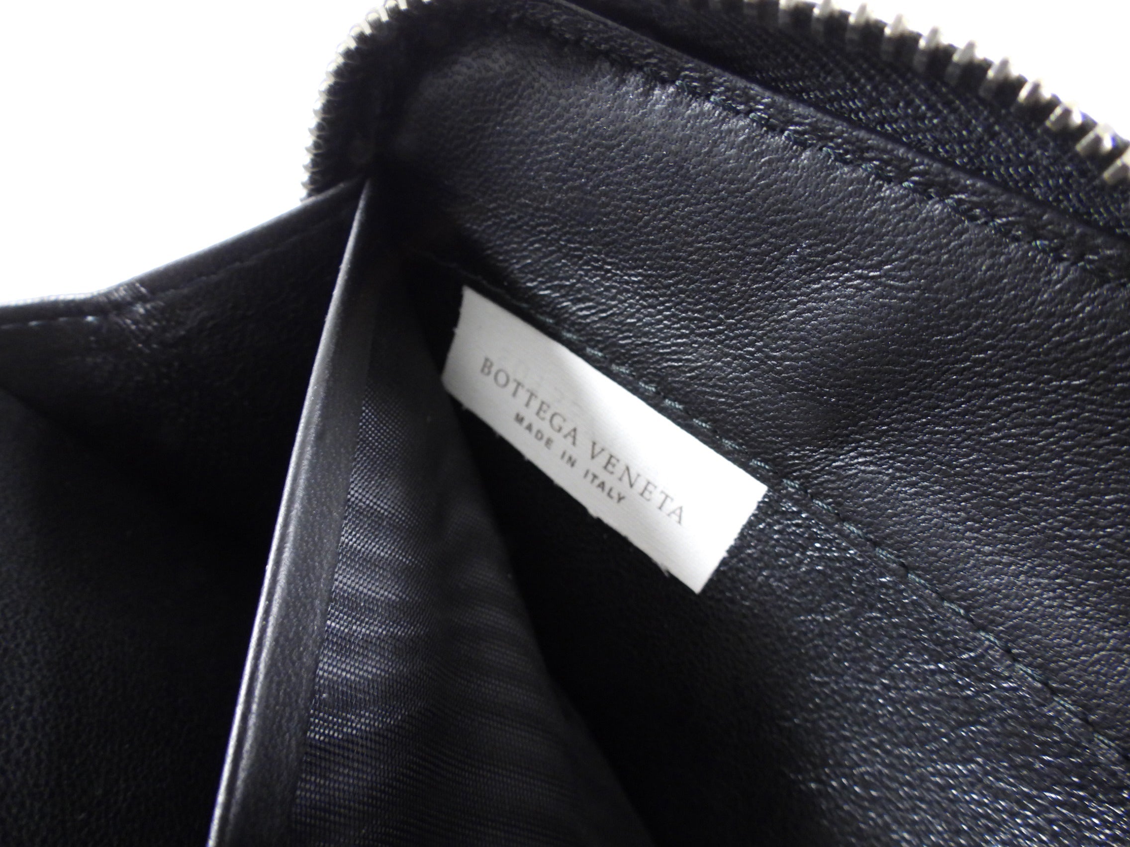 Bottega Veneta Black Intrecciato Leather Zippy Wallet