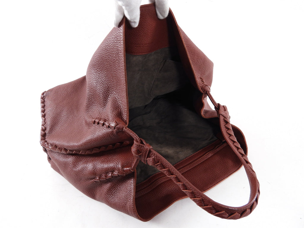 Bottega Veneta Burgundy Whipstitched Large Tote Bag