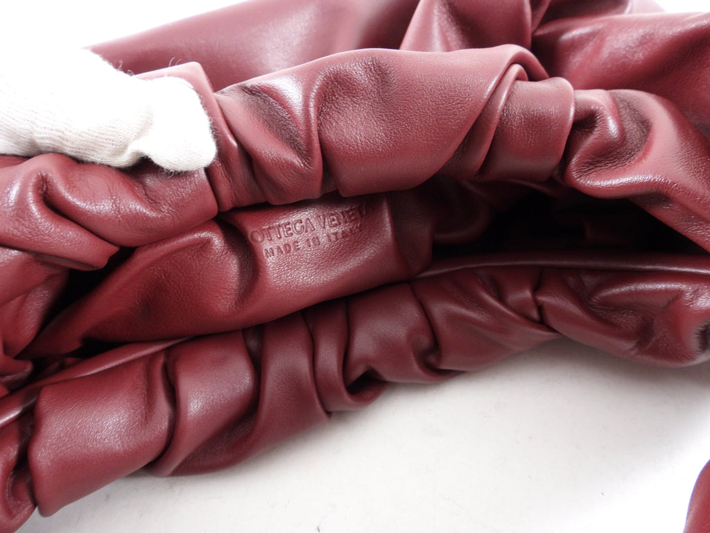 Bottega Veneta Burgundy Pleat Leather Shoulder Pouch Bag