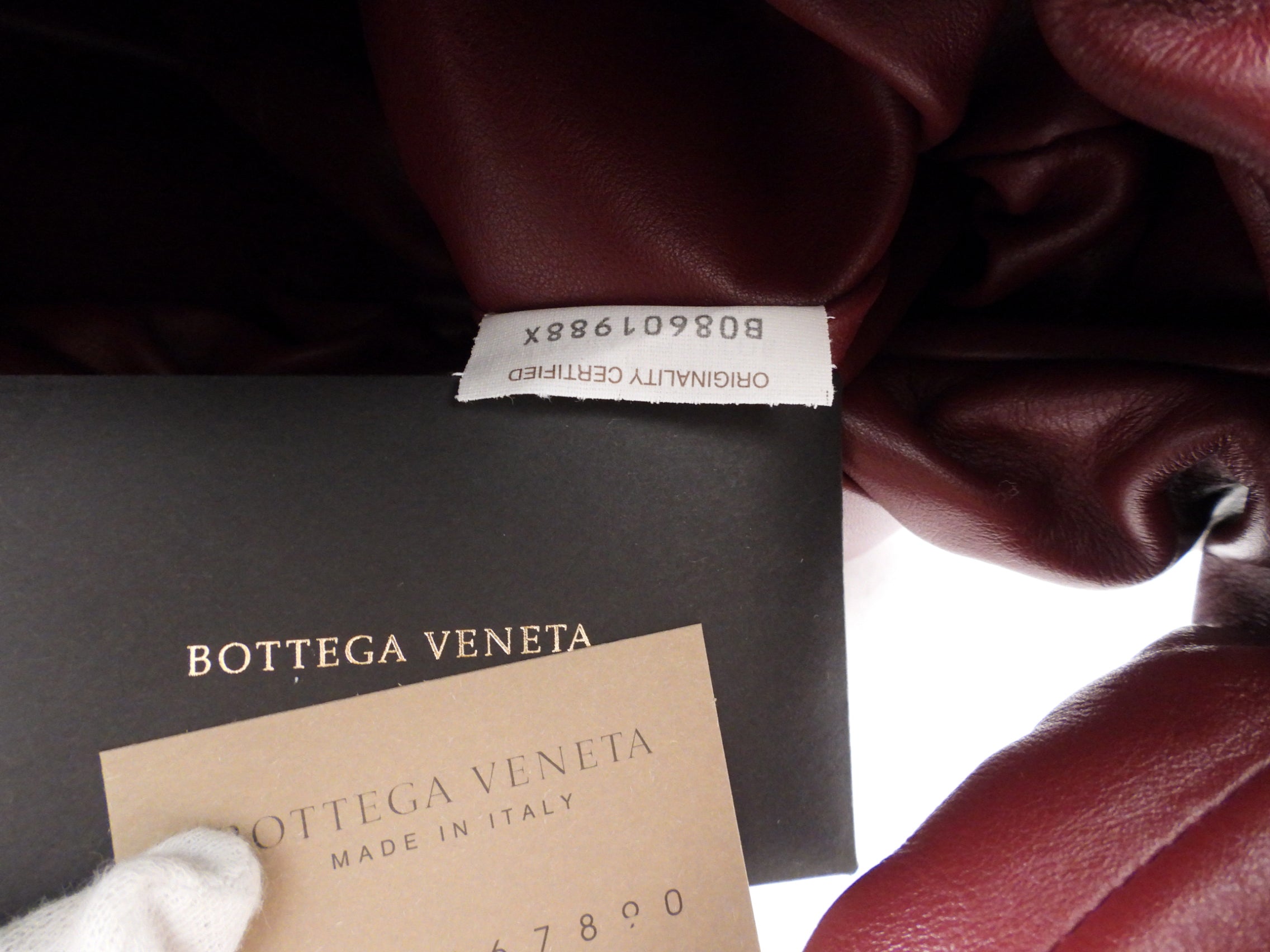 Bottega Veneta Burgundy Pleat Leather Shoulder Pouch Bag