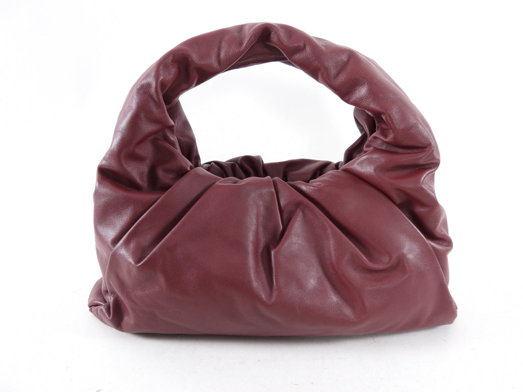 Bottega Veneta Burgundy Pleat Leather Shoulder Pouch Bag