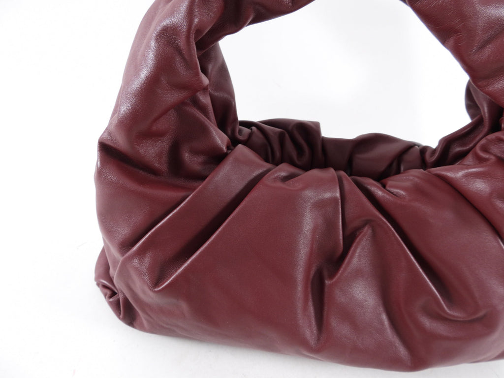 Bottega Veneta Burgundy Pleat Leather Shoulder Pouch Bag