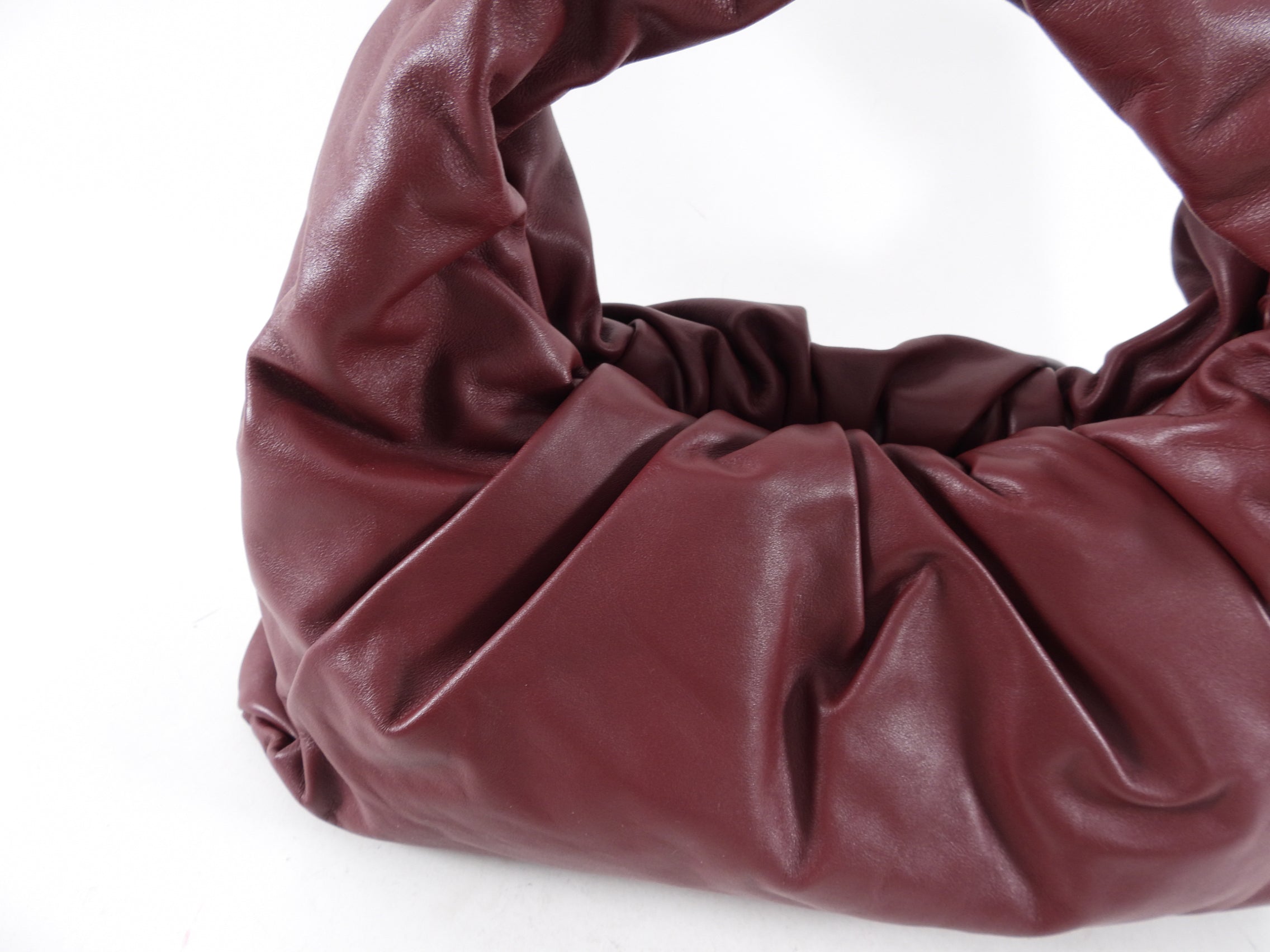 Bottega Veneta Burgundy Pleat Leather Shoulder Pouch Bag