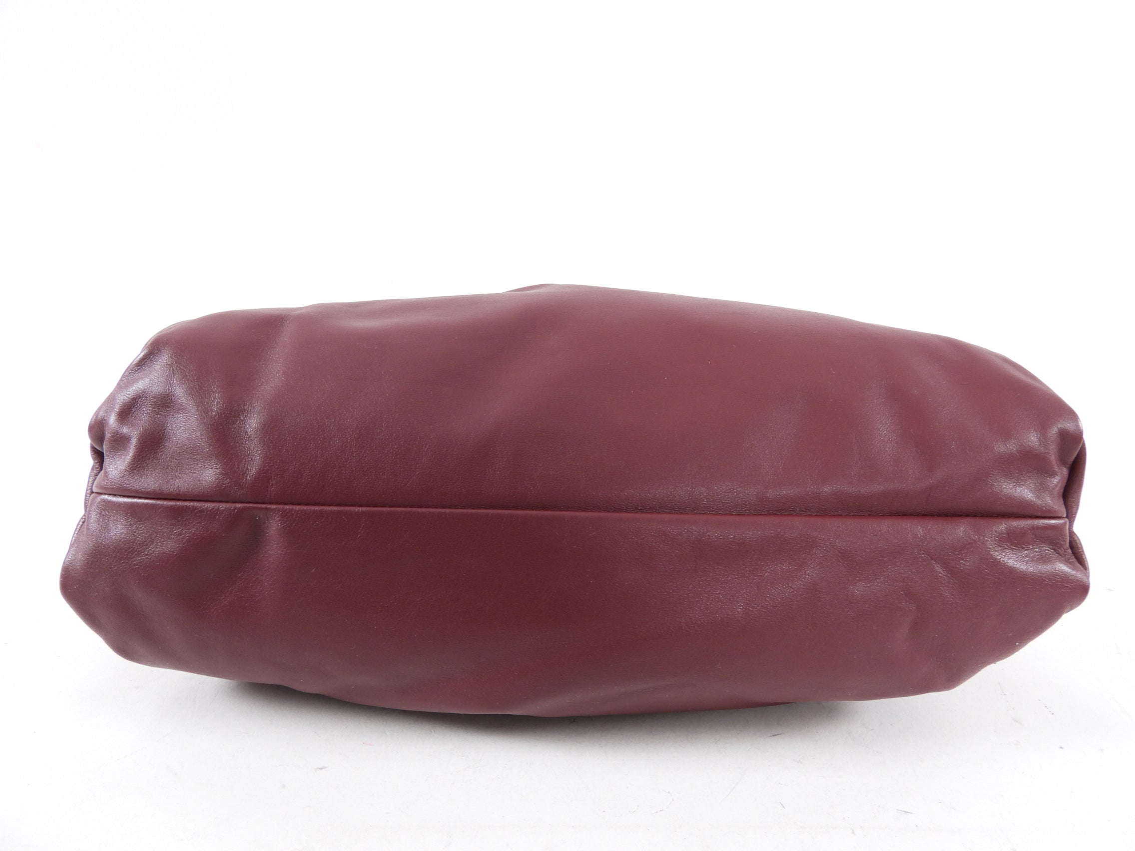 Bottega Veneta Burgundy Pleat Leather Shoulder Pouch Bag
