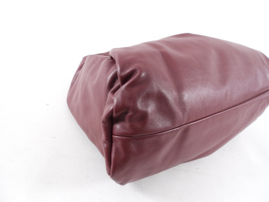 Bottega Veneta Burgundy Pleat Leather Shoulder Pouch Bag