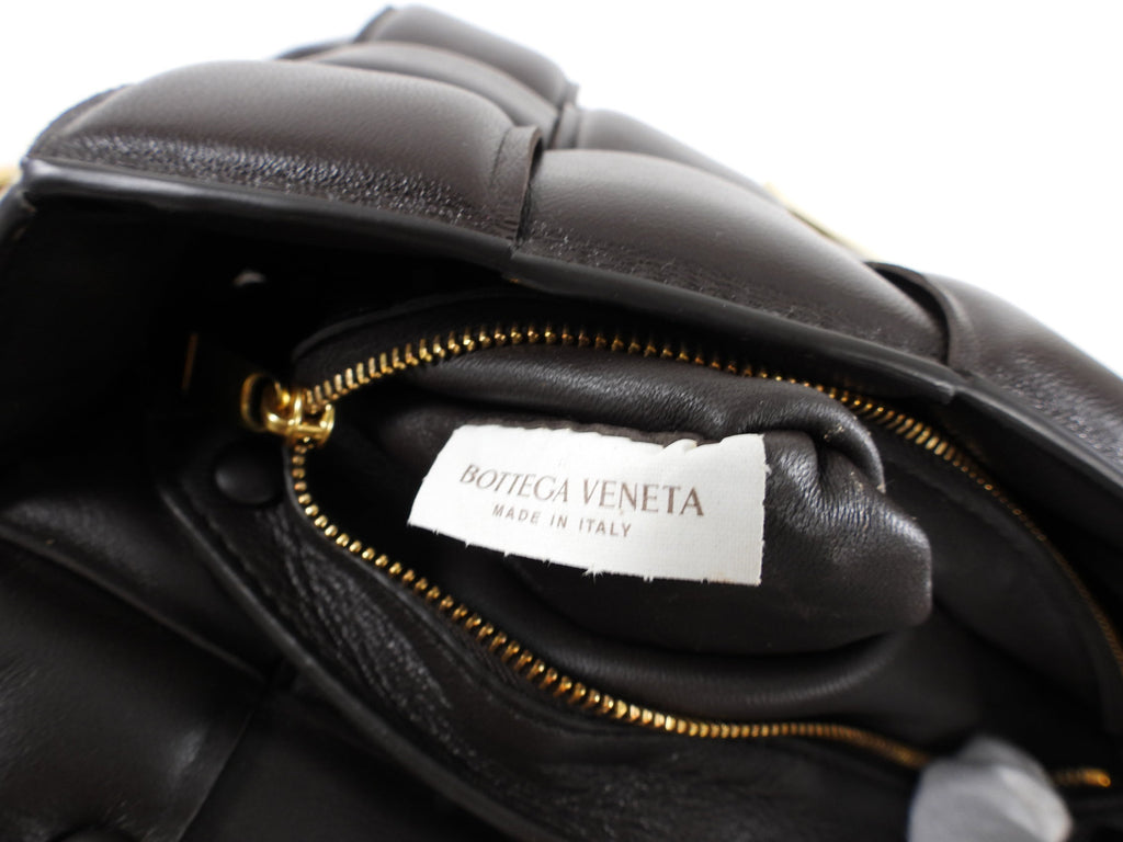 Bottega Veneta Padded Casette Chain Dark Brown Leather Bag