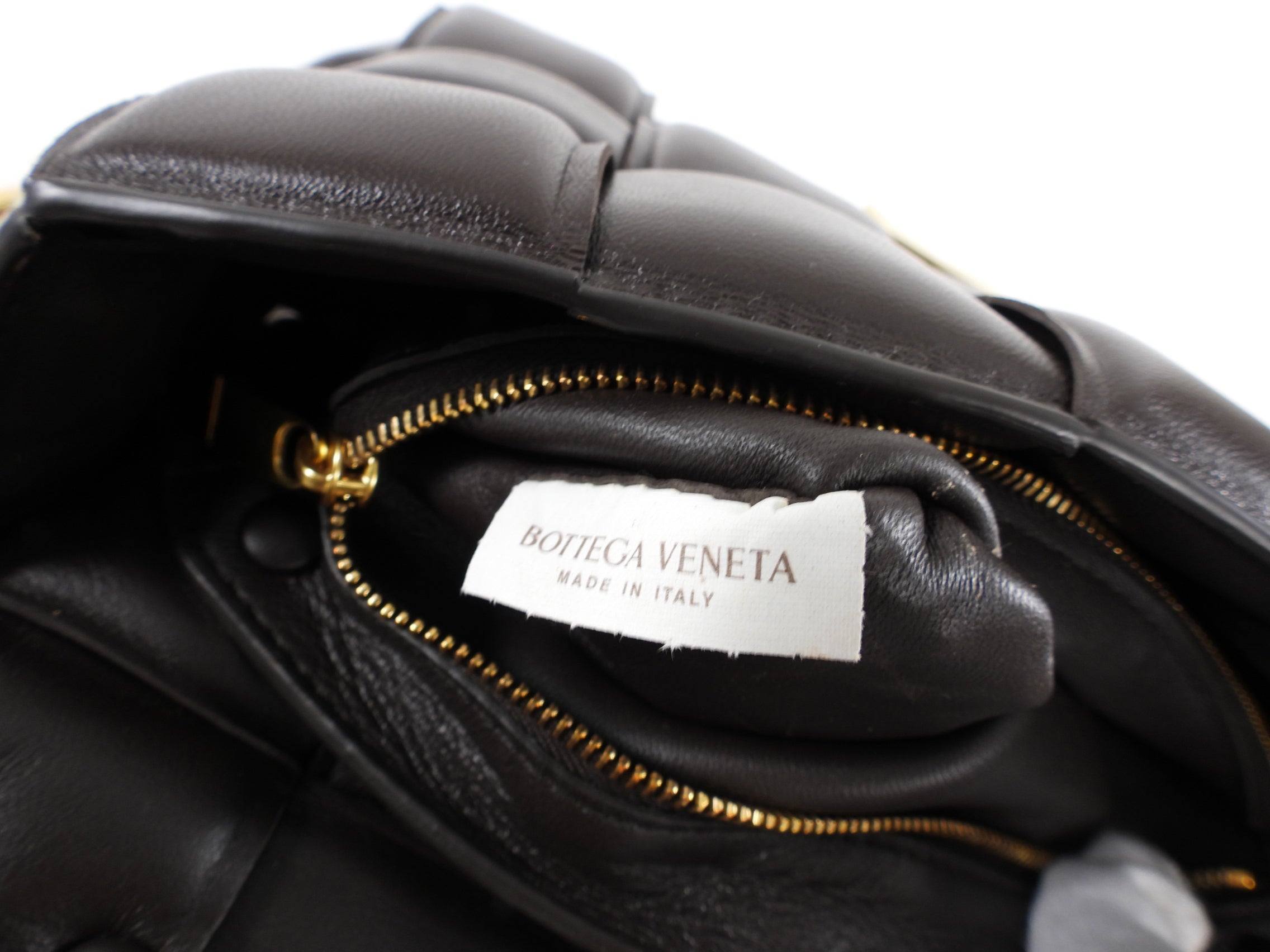 Bottega Veneta Padded Casette Chain Dark Brown Leather Bag