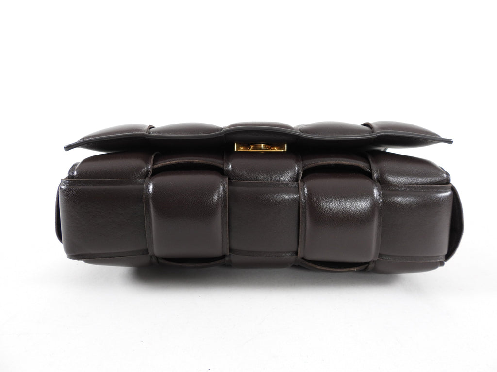 Bottega Veneta Padded Casette Chain Dark Brown Leather Bag
