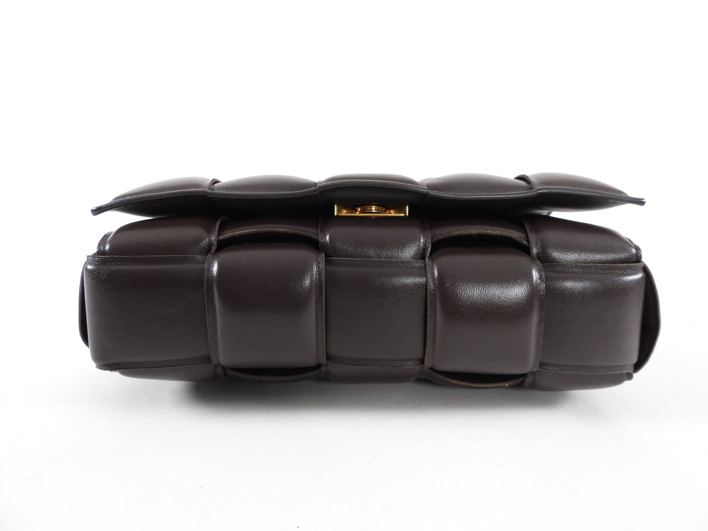 Bottega Veneta Padded Casette Chain Dark Brown Leather Bag