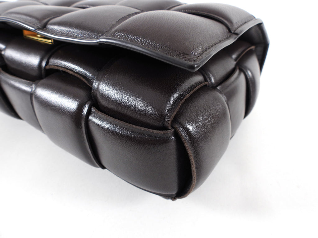 Bottega Veneta Padded Casette Chain Dark Brown Leather Bag