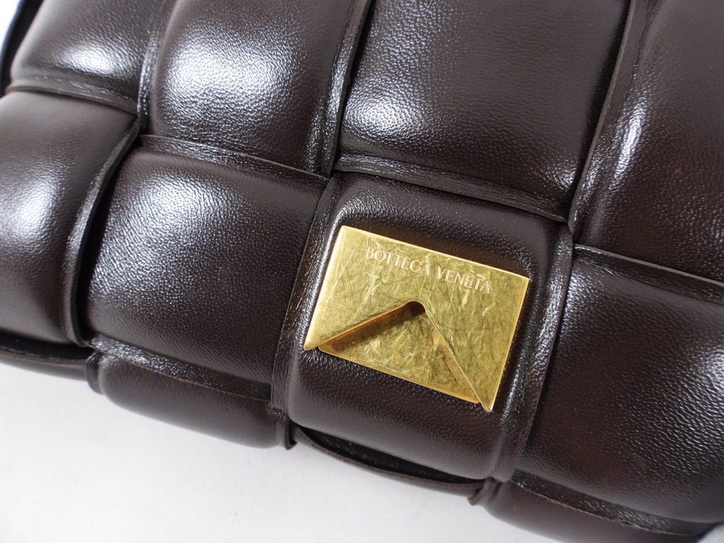 Bottega Veneta Padded Casette Chain Dark Brown Leather Bag