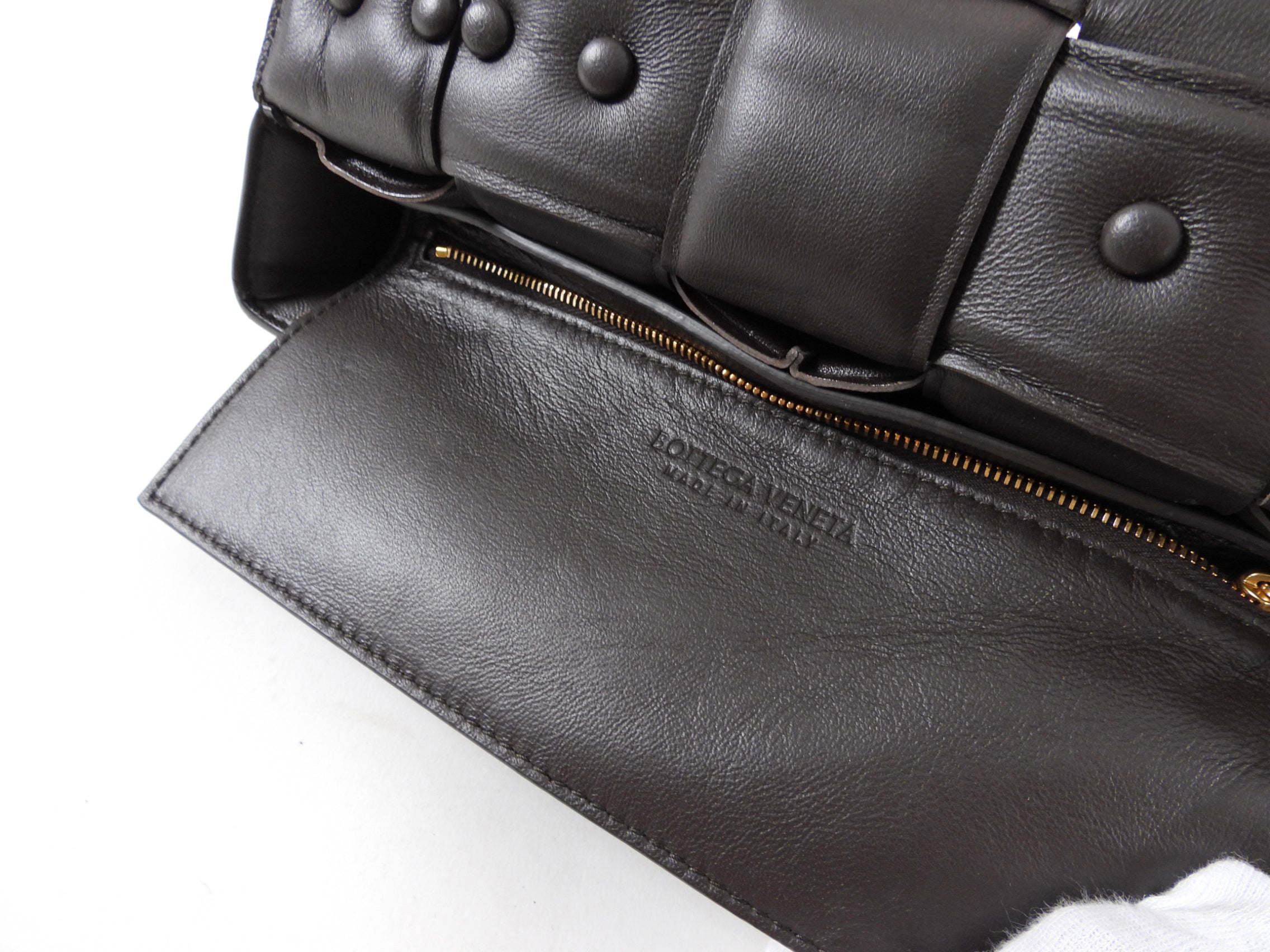 Bottega Veneta Padded Casette Chain Dark Brown Leather Bag