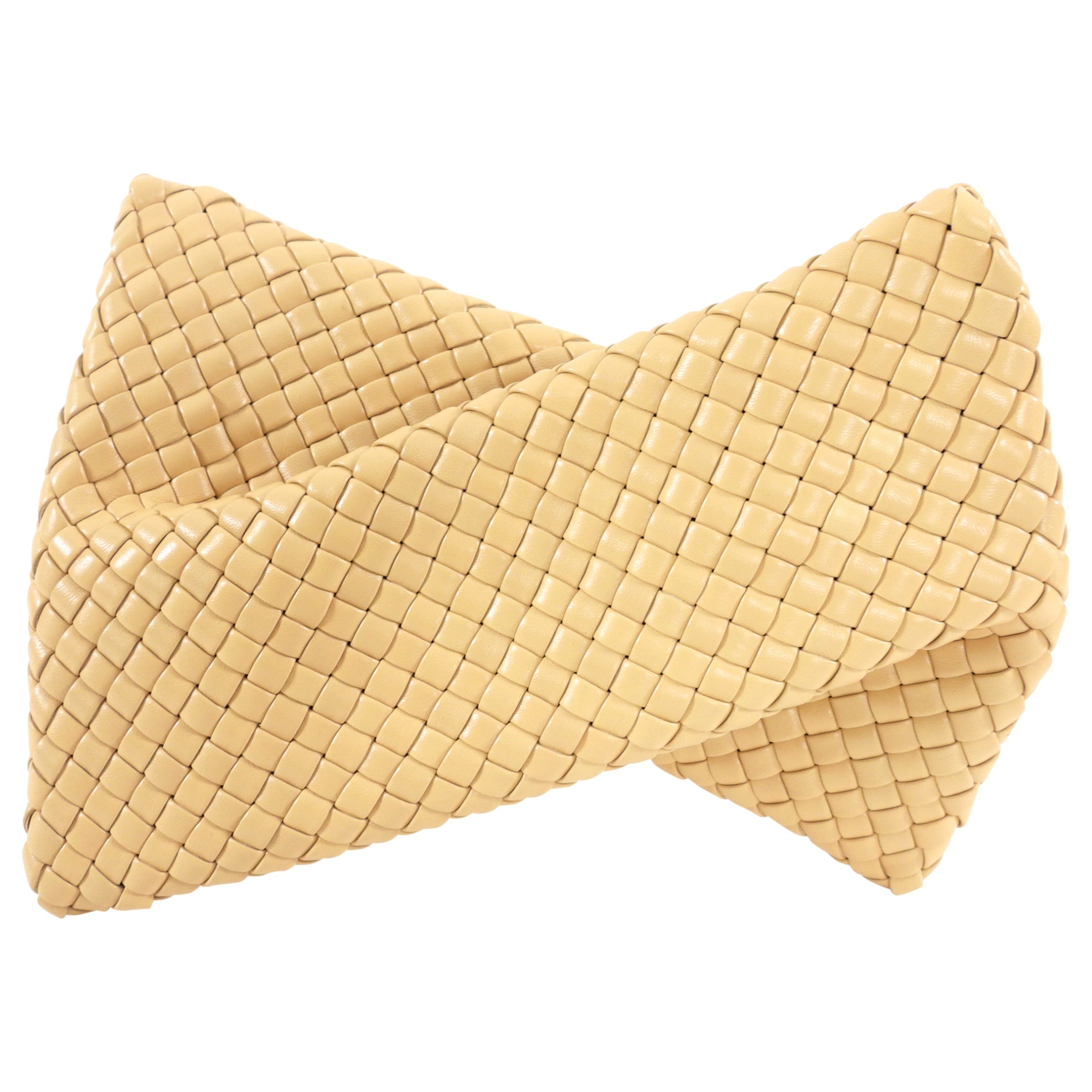 Bottega Veneta Almond Intrecciato Leather Criss Cross Clutch Bag