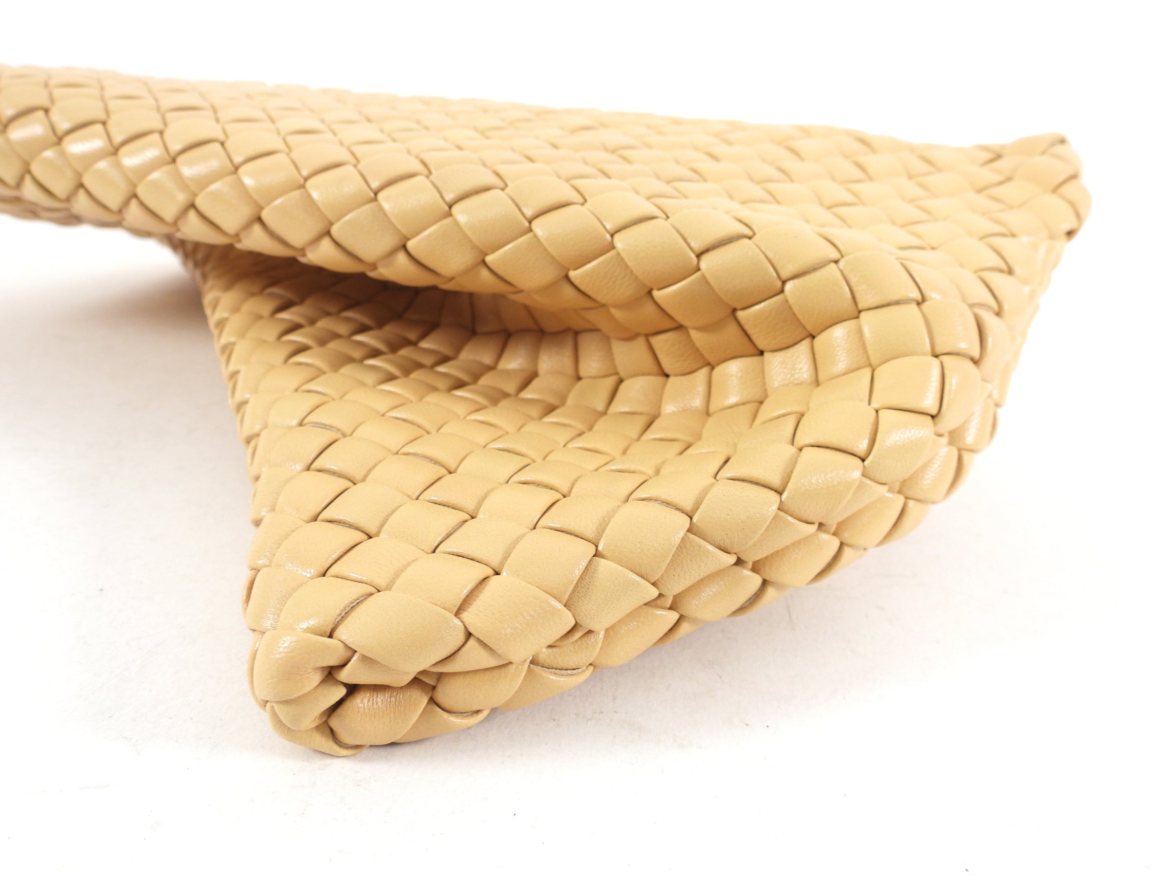 Bottega Veneta Almond Intrecciato Leather Criss Cross Clutch Bag
