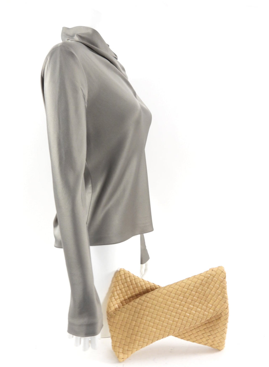 Bottega Veneta Almond Intrecciato Leather Criss Cross Clutch Bag