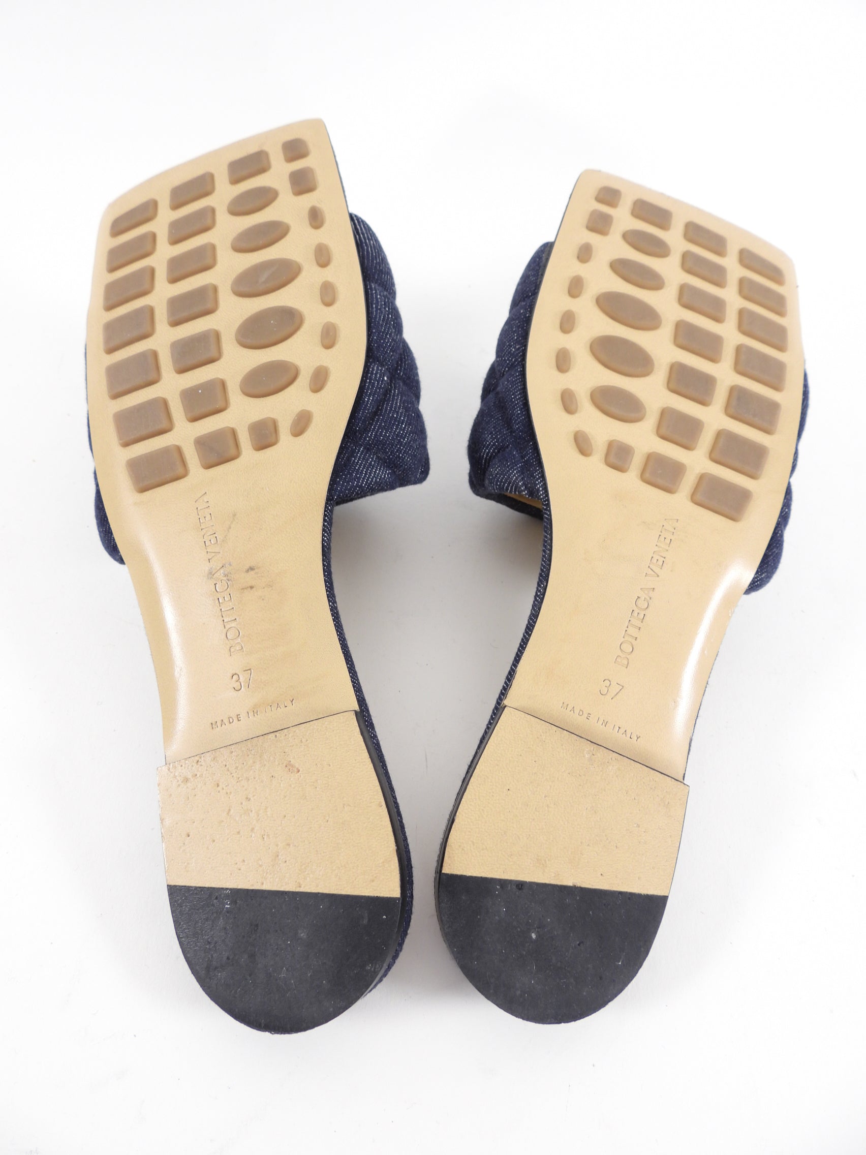 Bottega Veneta Denim Quilt Flat Sandals - 37
