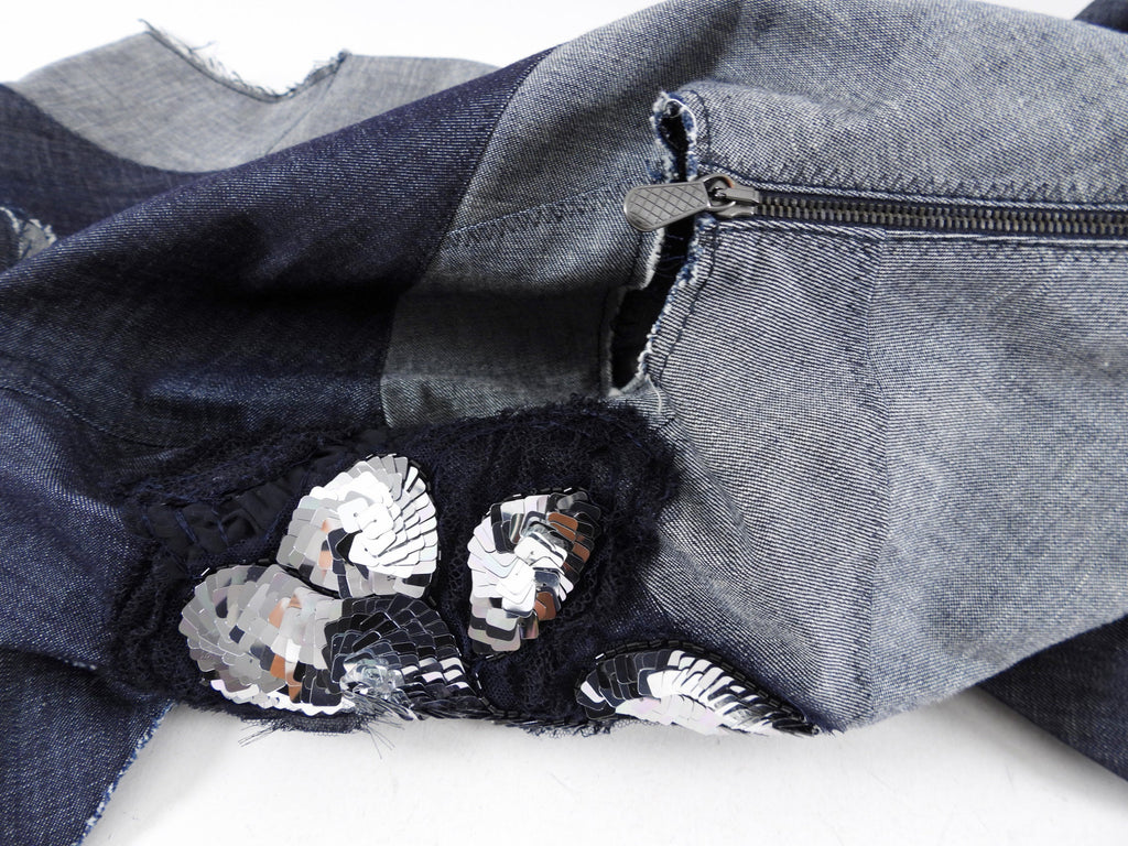 Bottega Veneta Denim Panel Asymmetrical Sequin Embellished Dress - IT40 / S