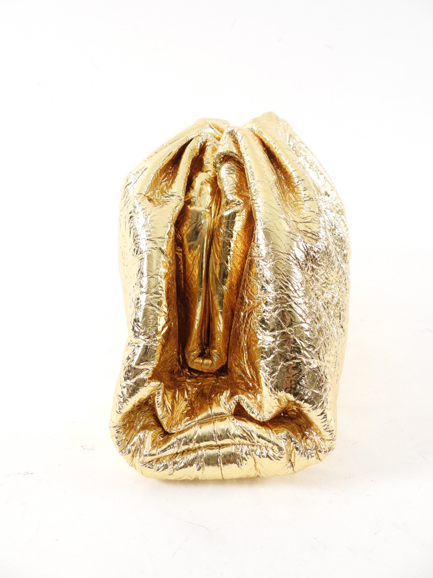 Bottega Veneta Gold Metallic Wrinkle Large Leather The Pouch Bag