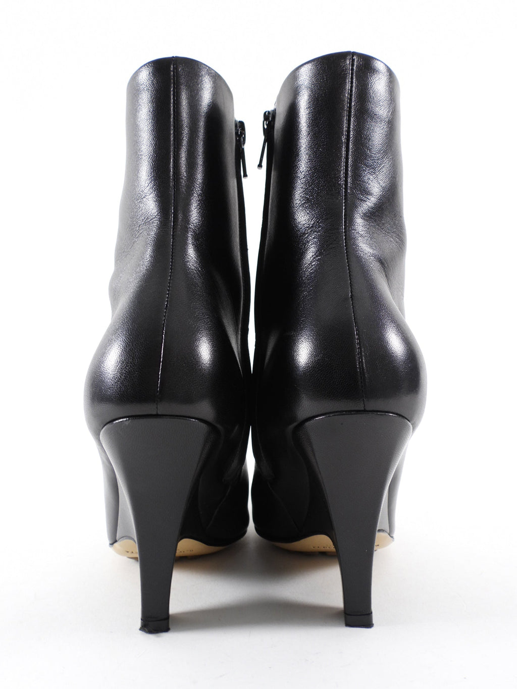 Bottega Veneta Black Leather Wedge Heel Ankle Boots - 37