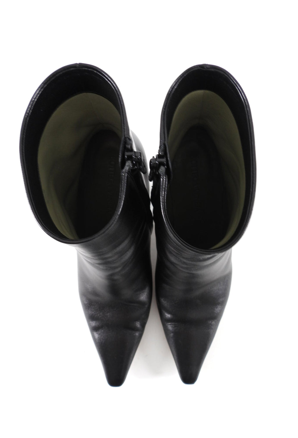 Bottega Veneta Black Leather Wedge Heel Ankle Boots - 37