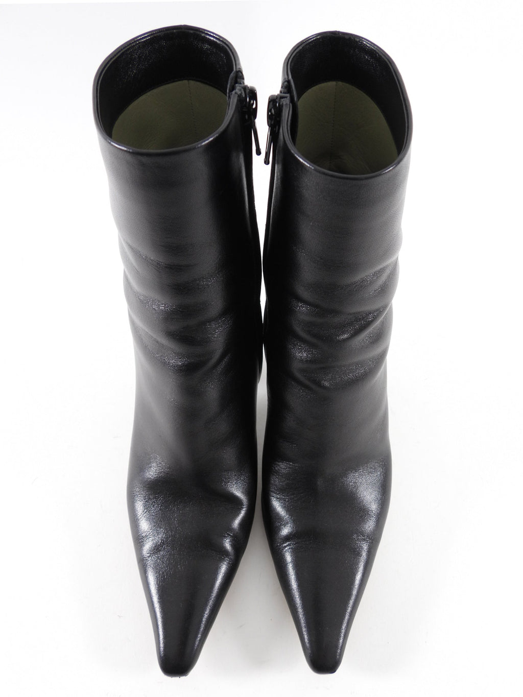 Bottega Veneta Black Leather Wedge Heel Ankle Boots - 37