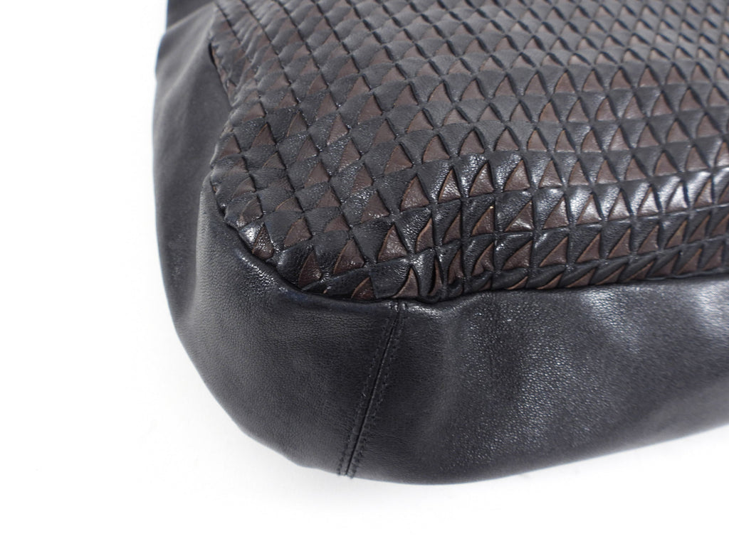 Bottega Veneta Large Black and Brown Woven Leather Hobo Bag