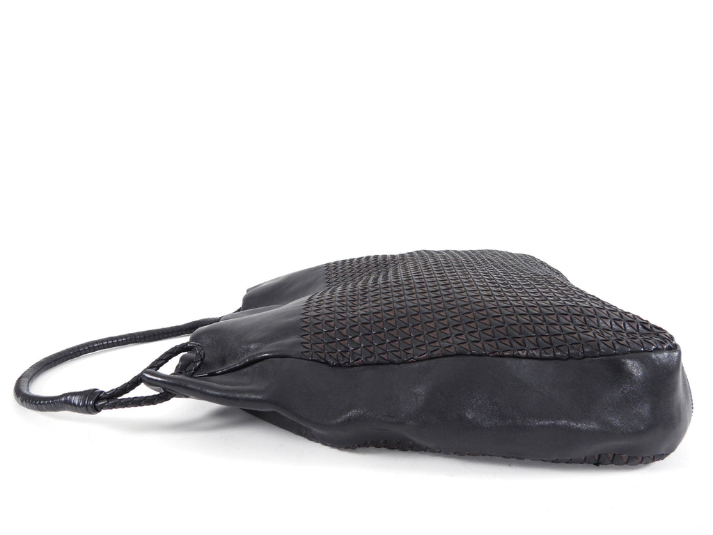 Bottega Veneta Large Black and Brown Woven Leather Hobo Bag
