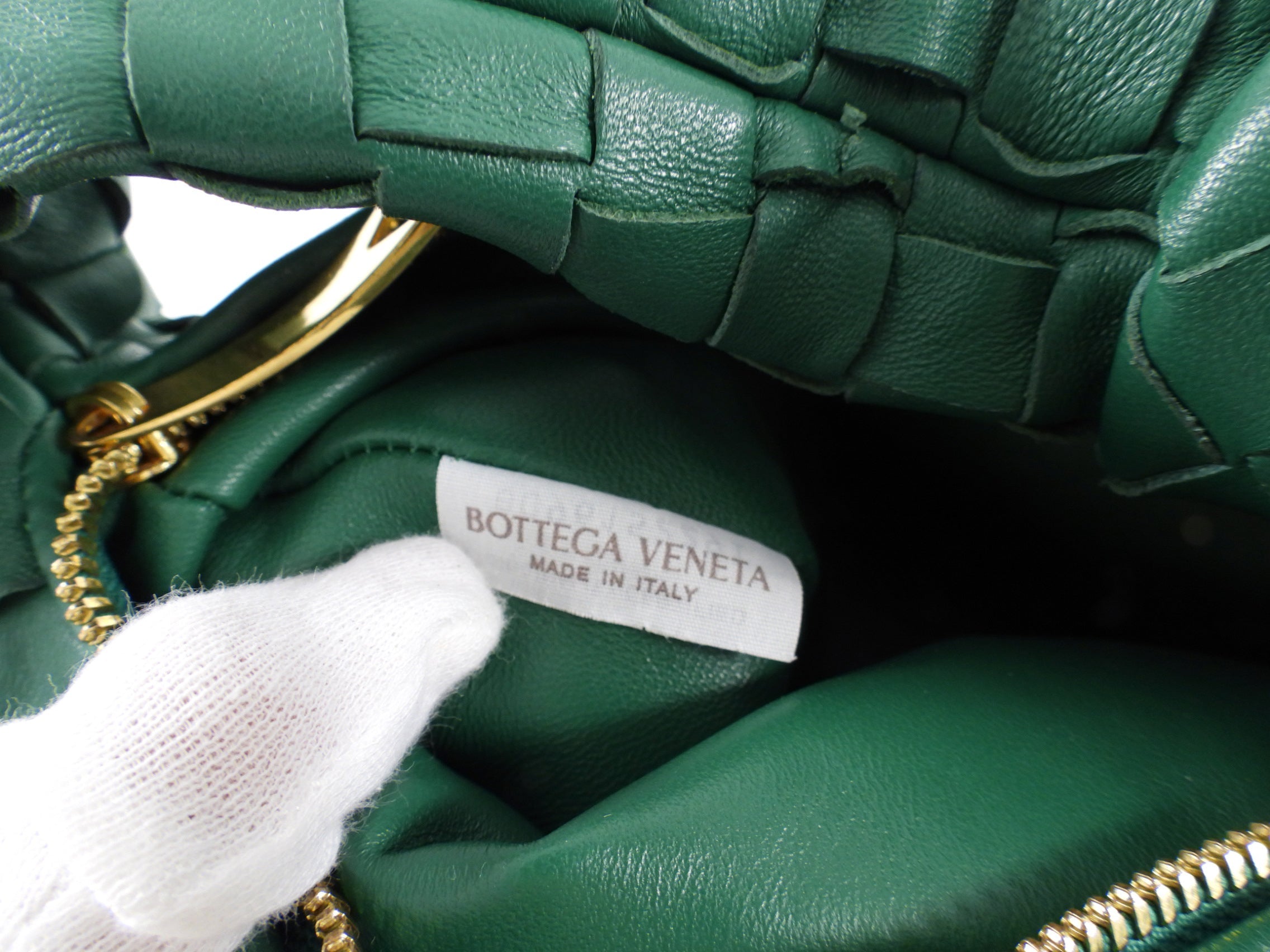 Bottega Veneta Green Intrecciato Leather Mini Jodie Bag